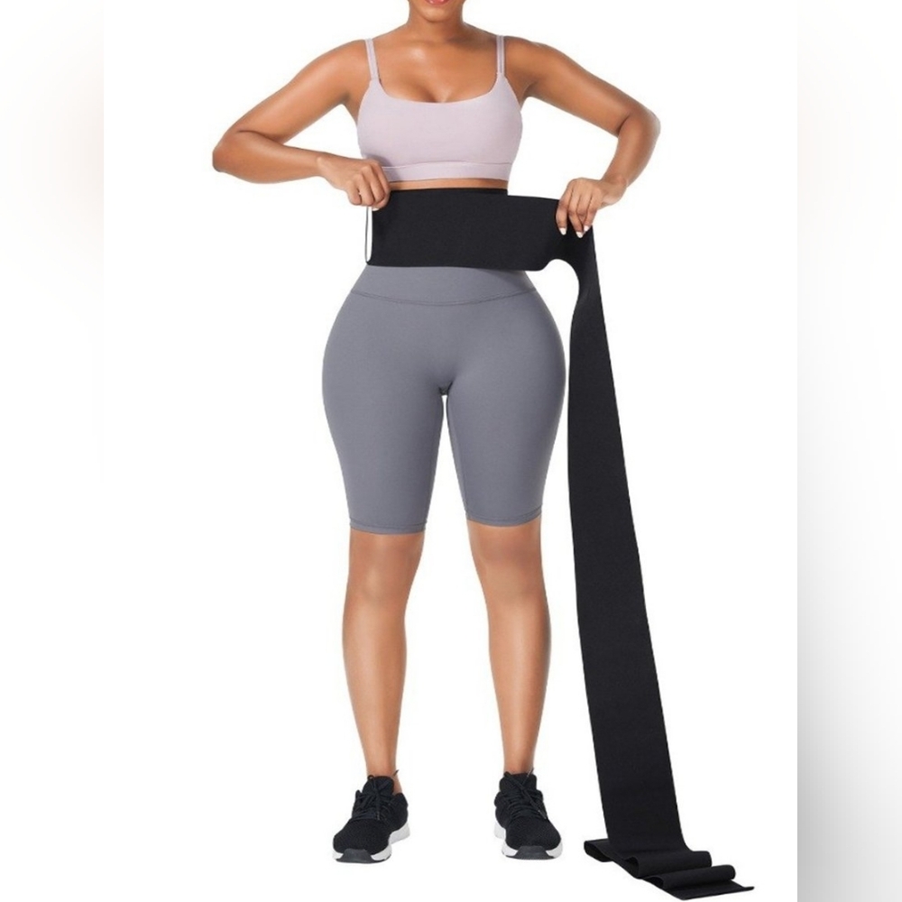 Black Waist Trainer Wrap Belt | Adjustable Tummy Wrap Shapewear Support |Fitness